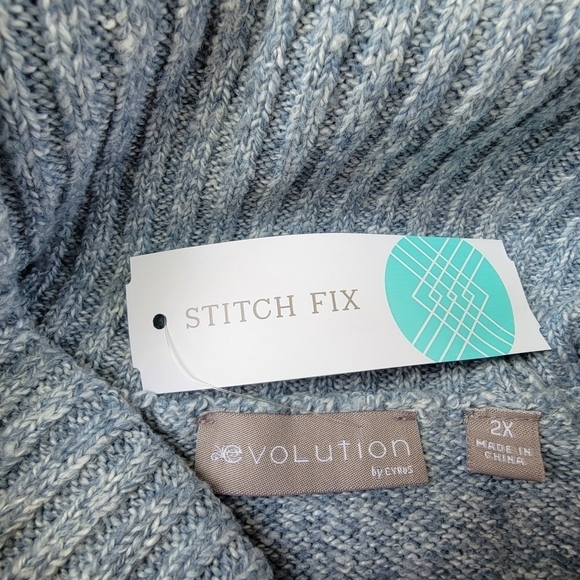 EVOLUTION BY CYRUS Madi Marled Yarn Braided Detail Turtleneck Sweater Size 2X - Picture 4 of 13